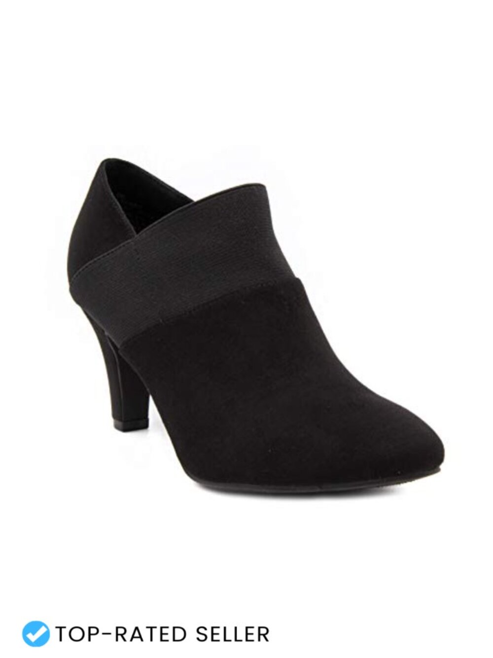 Womens Ankle Booties Faux Suede Cone Heel Zip Comfort Boot